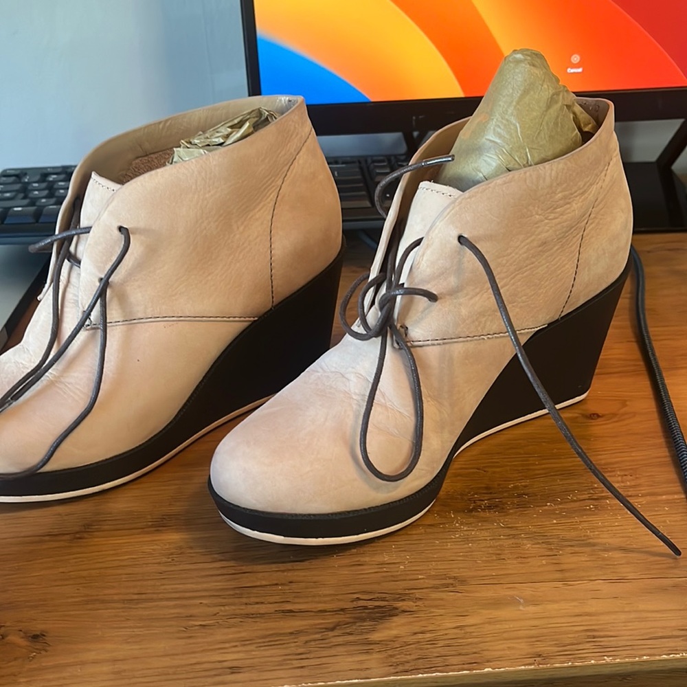 Taupe Cole Haan wedge shoes
